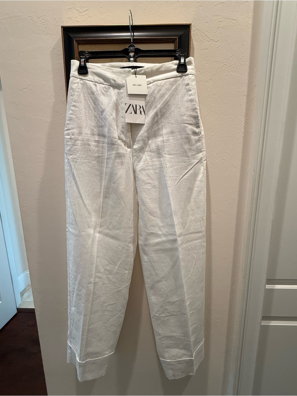 ZARA White Linen-Blend Women’s Slacks